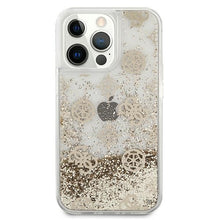 Заредете изображение във визуализатора на галерията – Original Case GUESS Peony Liquid Glitter Hardcase GUHCP13XLGPEGO for Iphone 13 Pro Max gold

