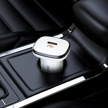 Заредете изображение във визуализатора на галерията – Borofone Car charger BZ12B Lasting Power - Type C - PD QC 3.0 18W 3A with Type C to Lightning cable white
