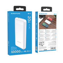 Заредете изображение във визуализатора на галерията – Borofone Power Bank 10000mAh BJ19 Incredible - USB 3.0 + Type C - PD 20W QC 3.0 18W white
