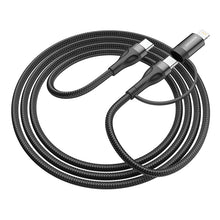 Заредете изображение във визуализатора на галерията – Borofone Cable BX61 Source 2 in 1 - Type C to Type C + Lightning - PD 20W/60W 3A 1 metre black
