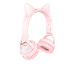 Заредете изображение във визуализатора на галерията – Borofone Headphones BO15 Cat Ear bluetooth pink
