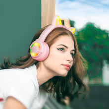 Заредете изображение във визуализатора на галерията – Borofone Headphones BO15 Cat Ear bluetooth pink
