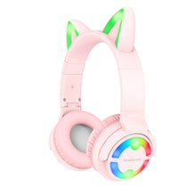 Заредете изображение във визуализатора на галерията – Borofone Headphones BO15 Cat Ear bluetooth pink
