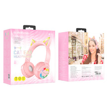 Заредете изображение във визуализатора на галерията – Borofone Headphones BO15 Cat Ear bluetooth pink
