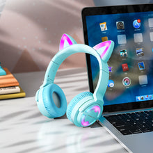Заредете изображение във визуализатора на галерията – Borofone Headphones BO15 Cat Ear bluetooth blue
