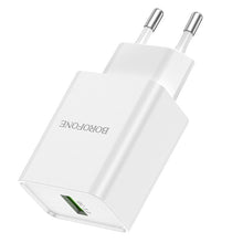 Заредете изображение във визуализатора на галерията – Borofone Wall charger BN5 Jingrui - USB - QC 3.0 18W white
