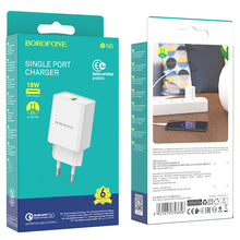 Заредете изображение във визуализатора на галерията – Borofone Wall charger BN5 Jingrui - USB - QC 3.0 18W white
