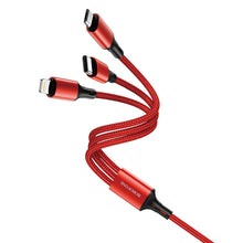 Заредете изображение във визуализатора на галерията – Borofone Cable BX50 Fresco 3 in 1 - USB to Type C, Micro USB, Lightning - 2,4A 1 metre red
