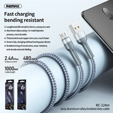 Заредете изображение във визуализатора на галерията – REMAX Cable Jany RC-124m - USB to Micro USB - 2,4A 1 metre Silver
