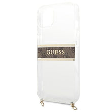 Заредете изображение във визуализатора на галерията – Original Case GUESS 4G Brown Strap Gold Chain GUHCP13MKC4GBGO for Iphone 13 Transparent
