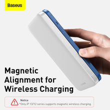 Заредете изображение във визуализатора на галерията – Baseus Power Bank 10000mAh magnetic with induction charging - USB + Type C - QC 3.0 PD 3.0 20W (PPMT-02) white
