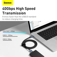 Заредете изображение във визуализатора на галерията – Baseus Cable Flash Series - Type C to Type C - USB4 100W 1 metre (CASS010014) dark grey
