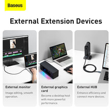 Заредете изображение във визуализатора на галерията – Baseus Cable Flash Series - Type C to Type C - USB4 100W 1 metre (CASS010014) dark grey
