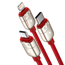 Заредете изображение във визуализатора на галерията – Baseus Cable Year of the Tiger 3 in 1 - USB to Type C, Lightning, Micro USB - 3,5A 1,2 metres (CASX010009) red
