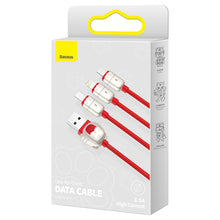 Заредете изображение във визуализатора на галерията – Baseus Cable Year of the Tiger 3 in 1 - USB to Type C, Lightning, Micro USB - 3,5A 1,2 metres (CASX010009) red
