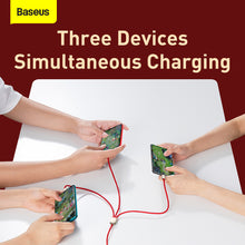 Заредете изображение във визуализатора на галерията – Baseus Cable Year of the Tiger 3 in 1 - USB to Type C, Lightning, Micro USB - 3,5A 1,2 metres (CASX010009) red
