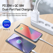 Заредете изображение във визуализатора на галерията – Wall charger Dux Ducis C70 - USB + Type C - PD 20W QC 3.0 18W 3A white
