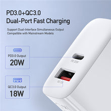 Заредете изображение във визуализатора на галерията – Wall charger Dux Ducis C70 - USB + Type C - PD 20W QC 3.0 18W 3A white
