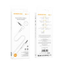 Заредете изображение във визуализатора на галерията – Borofone Cable BL10 - jack 3,5mm to jack 3,5mm - angled 2 metres white
