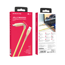 Заредете изображение във визуализатора на галерията – Borofone Cable BU31 Clear Shadow Jelly - USB to Lightning - 2,4A 1 metre gold
