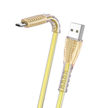 Заредете изображение във визуализатора на галерията – Borofone Cable BU31 Clear Shadow Jelly - USB to Micro USB - 2,4A 1 metre gold

