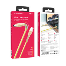 Заредете изображение във визуализатора на галерията – Borofone Cable BU31 Clear Shadow Jelly - USB to Typ C - 3A 1 metre gold
