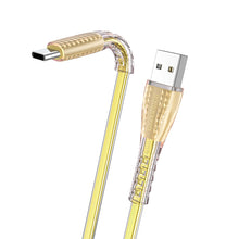 Заредете изображение във визуализатора на галерията – Borofone Cable BU31 Clear Shadow Jelly - USB to Typ C - 3A 1 metre gold
