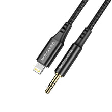 Заредете изображение във визуализатора на галерията – Borofone Cable BL7 - jack 3,5mm to Lightning - 1 metre black
