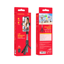 Заредете изображение във визуализатора на галерията – Borofone Selfie Stick BY7 Magic Mirror bluetooth with tripod and remote control black
