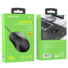 Заредете изображение във визуализатора на галерията – Borofone Computer mouse BG4 Business wired optical 1000DPI black
