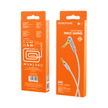 Заредете изображение във визуализатора на галерията – Borofone Cable BL4 - jack 3,5mm to jack 3,5mm - angled 1 metre grey
