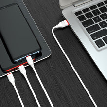 Заредете изображение във визуализатора на галерията – Borofone Cable BX17 Enjoy 3 in 1 - USB to Type C, Micro USB, Lightning - 2,4A 1 metre white
