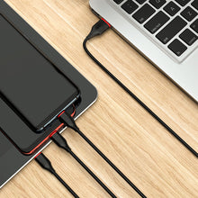 Заредете изображение във визуализатора на галерията – Borofone Cable BX17 Enjoy 3 in 1 - USB to Type C, Micro USB, Lightning - 2,4A 1 metre black
