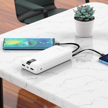 Заредете изображение във визуализатора на галерията – Borofone Power Bank 20000mAh BJ20A Mobile - 2xUSB - with 3 in 1 Micro USB, Type C, Lightning cable white
