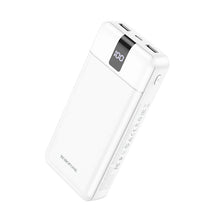 Заредете изображение във визуализатора на галерията – Borofone Power Bank 20000mAh BJ20A Mobile - 2xUSB - with 3 in 1 Micro USB, Type C, Lightning cable white
