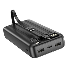 Заредете изображение във визуализатора на галерията – Borofone Power Bank 20000mAh BJ20A Mobile - 2xUSB - with 3 in 1 Micro USB, Type C, Lightning cable black
