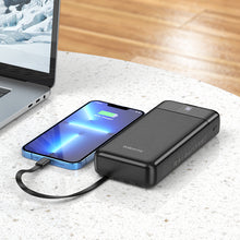 Заредете изображение във визуализатора на галерията – Borofone Power Bank 20000mAh BJ20A Mobile - 2xUSB - with 3 in 1 Micro USB, Type C, Lightning cable black
