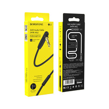 Заредете изображение във визуализатора на галерията – Borofone Cable BL5 - jack 3,5mm to jack 3,5mm - angled with microphone 1 metre black
