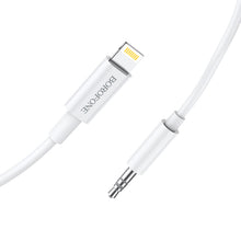 Заредете изображение във визуализатора на галерията – Borofone Cable BL9 - jack 3,5mm to Lightning - 1 metre white
