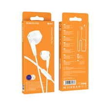 Заредете изображение във визуализатора на галерията – Borofone Earphones BM68 Kelly with microphone white
