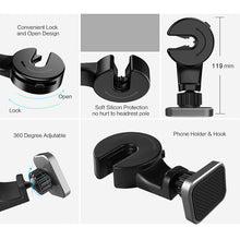 Заредете изображение във визуализатора на галерията – Magnetic car holder headrest mount Type 1 black
