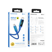 Заредете изображение във визуализатора на галерията – Borofone Cable BU32 Exclusive - Type C to Type C - PD 100W 3A 1,2 metres blue
