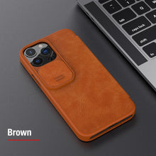 Заредете изображение във визуализатора на галерията – Nillkin Qin Pro for Iphone 13 Pro brown
