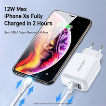 Заредете изображение във визуализатора на галерията – Wall charger Dux Ducis C10 - 2xUSB - 12W 2,4A white
