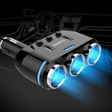 Заредете изображение във визуализатора на галерията – Car Cigarette Lighter Socket Splitter B39 Type A - 3 sockets + 2xUSB - 3,1A
