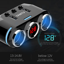 Заредете изображение във визуализатора на галерията – Car Cigarette Lighter Socket Splitter B39 Type B - 2 sockets + 2xUSB - 3,1A with display
