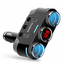 Заредете изображение във визуализатора на галерията – Car Cigarette Lighter Socket Splitter B39 Type B - 2 sockets + 2xUSB - 3,1A with display

