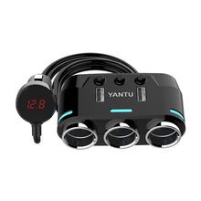 Заредете изображение във визуализатора на галерията – Car Cigarette Lighter Socket Splitter B39 Type C - 3 sockets + 2xUSB - 3,1A with display and cable
