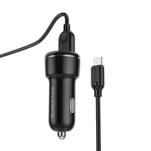 Заредете изображение във визуализатора на галерията – Borofone Car charger BZ17 Core - 2xUSB - QC 3.0 18W with USB to Micro USB cable black
