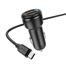 Заредете изображение във визуализатора на галерията – Borofone Car charger BZ17 Core - 2xUSB - QC 3.0 18W with USB to Micro USB cable black
